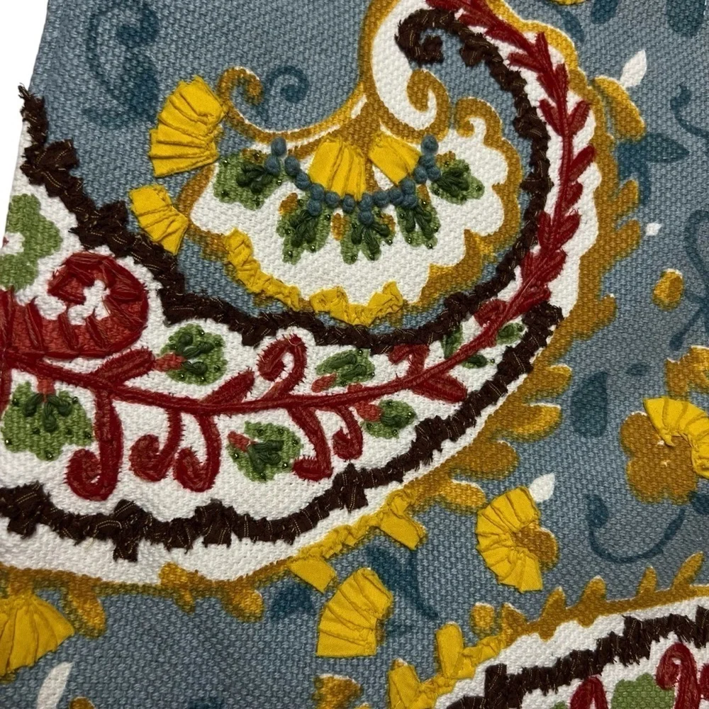 Pottery Barn Pillow Cover Paisley Embroidered Beaded Embellished Large 24”x24”